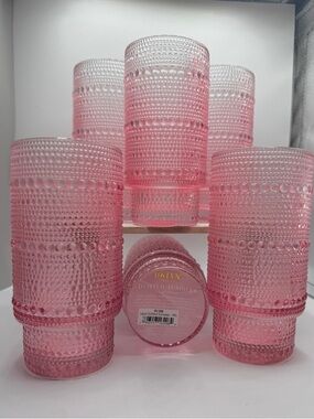 BKLYN Steel Co. Pink Hobnail Beaded Glass Tumblers - Home Accents